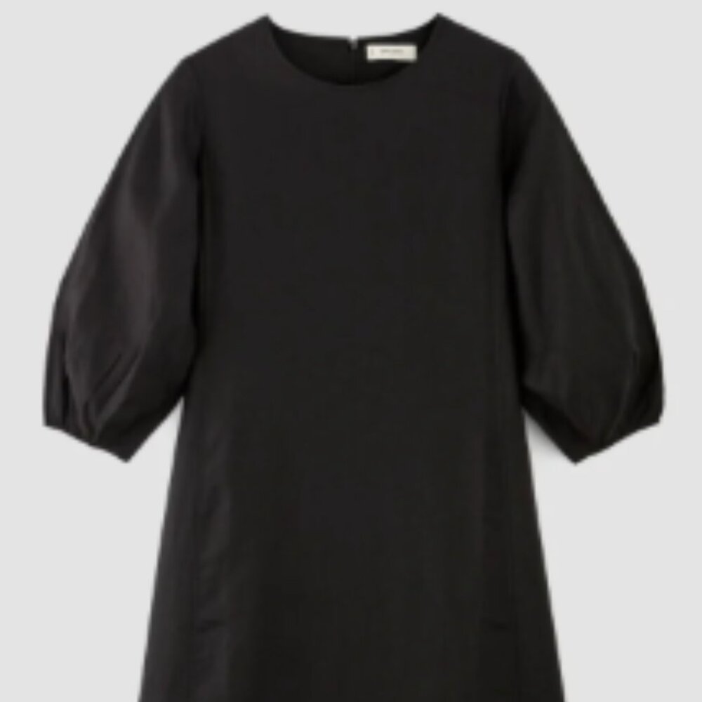 Everlane The Linen A-Line Midi Dress - Black Linen Shift Dress NWT